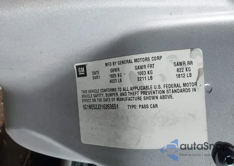 2001 Chevrolet Malibu Ls из США, поврежденный, VIN 1G1NE52J316263651